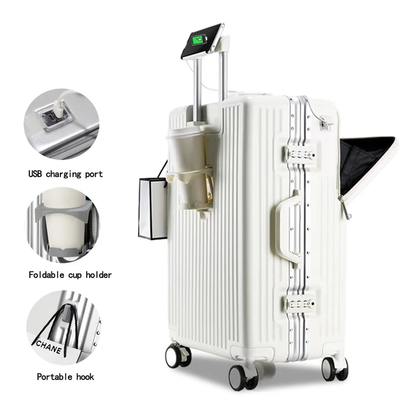 JMT-168266 Lightweight Unisex Retractable Spinner Luggage with Durable Aluminium Frame and TSA Lock for Travel
