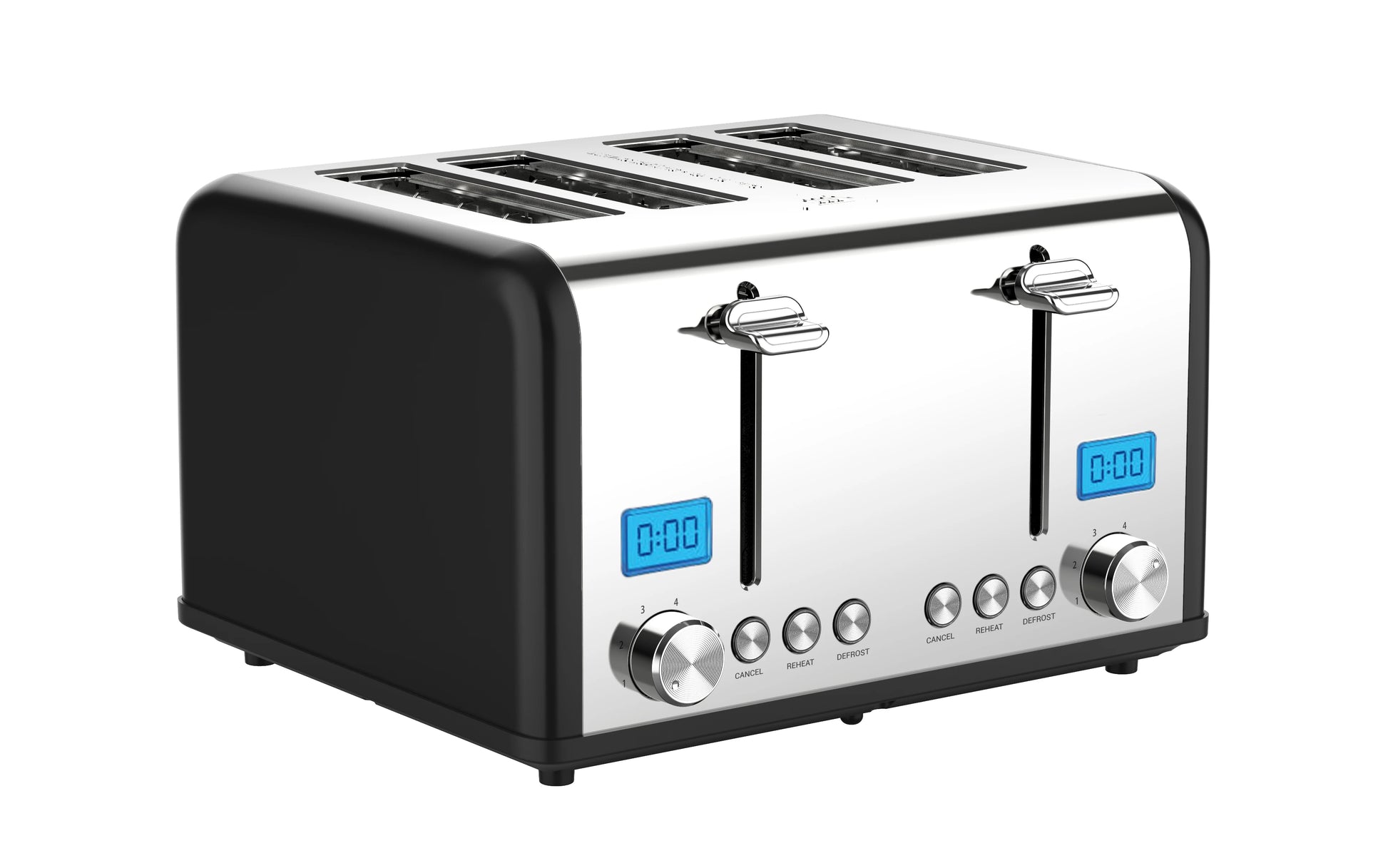 JMT-168330 Digital LED Display 4-Slice Stainless Steel Toaster with Smart Features