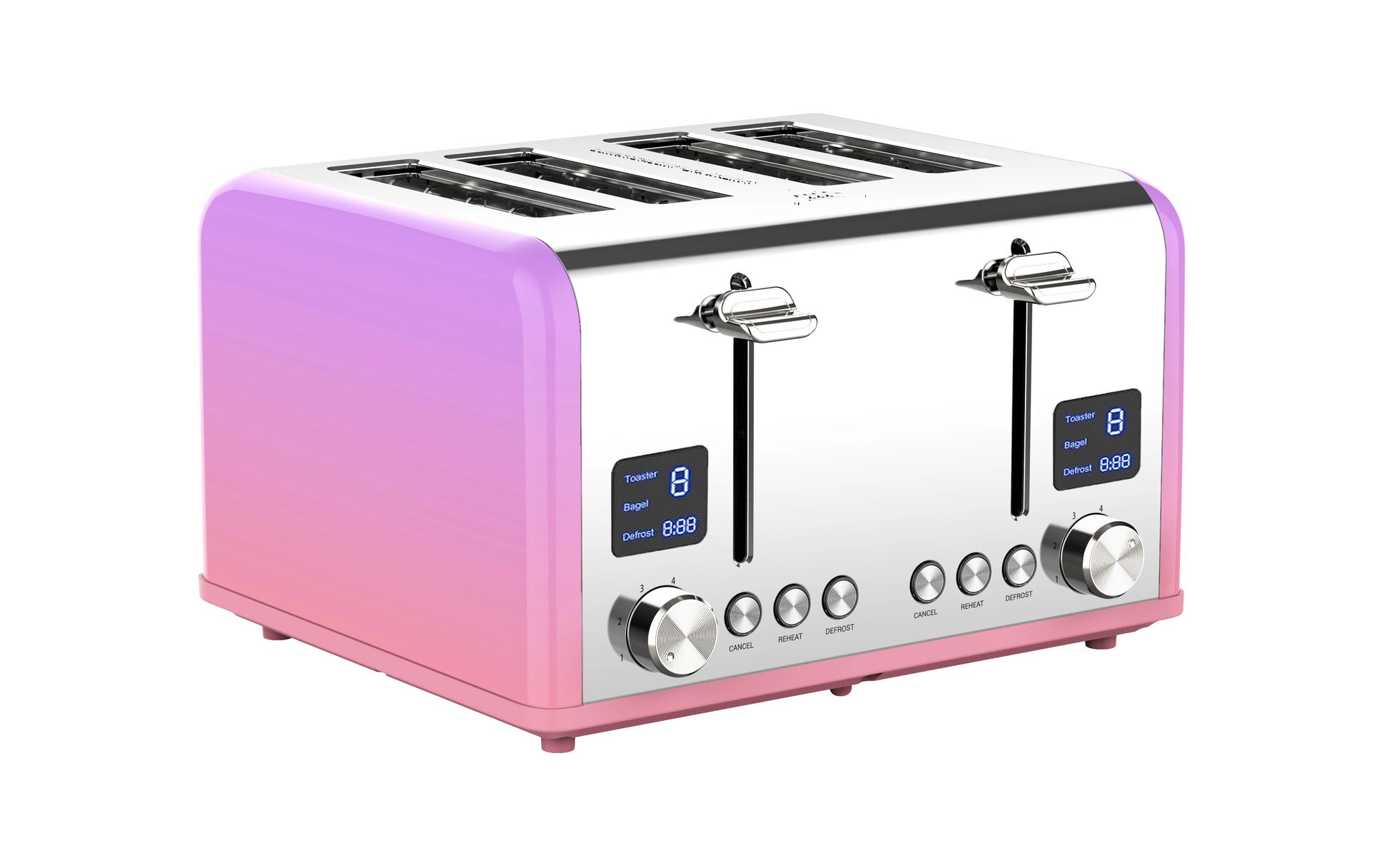 JMT-168330 Digital LED Display 4-Slice Stainless Steel Toaster with Smart Features