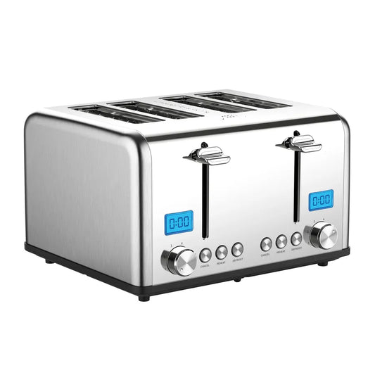 JMT-168330 Digital LED Display 4-Slice Stainless Steel Toaster with Smart Features