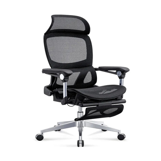 JMT-169290 Adjustable Lumbar Support Ergonomic Executive Desk Chair with Footrest and Swivel Recline Function