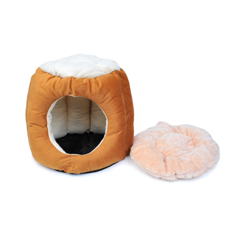 JMT-169546 Cotton Semi-Enclosed Cat Tent Nest - Stylish & Comfortable Pet Bed for Cats
