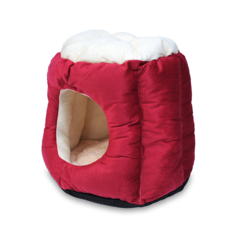 JMT-169546 Cotton Semi-Enclosed Cat Tent Nest - Stylish & Comfortable Pet Bed for Cats