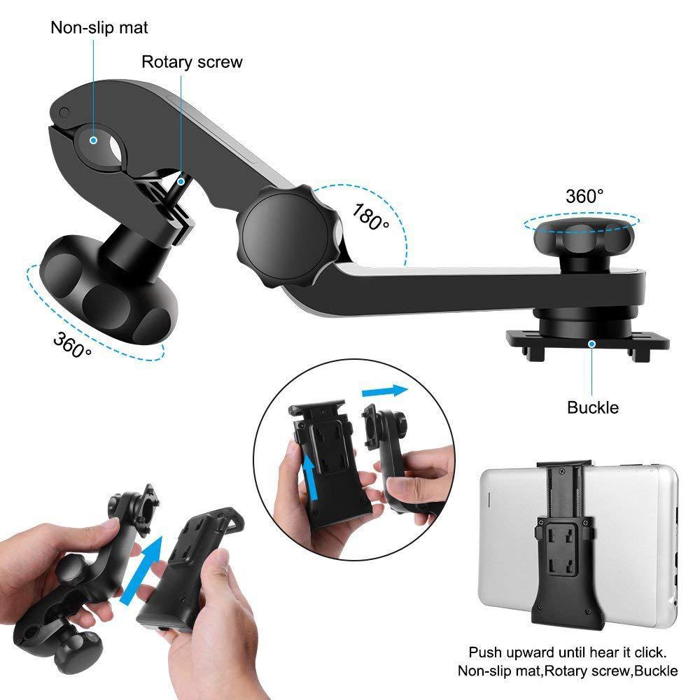 JMT-169546 Rotary Tablet Holder for Car – Compatible with iPad Mini, iPad 2, iPad 3, iPad 4, iPhone 4, iPhone 5 and More