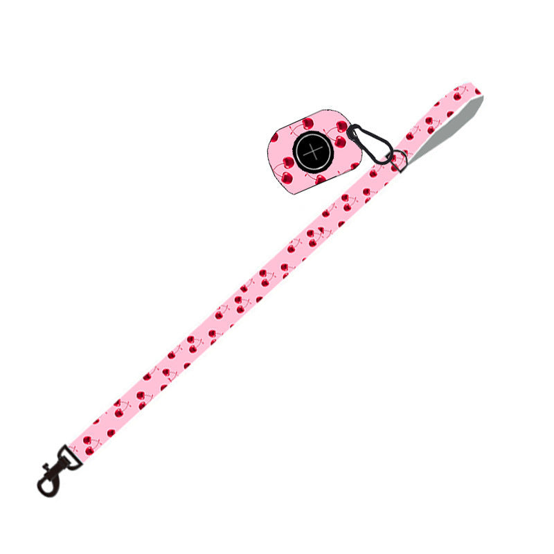 JMT-169866 Adjustable Pink Dog Leash Set with Chest Strap, Collar, Poop Bag, and Bowknot Options