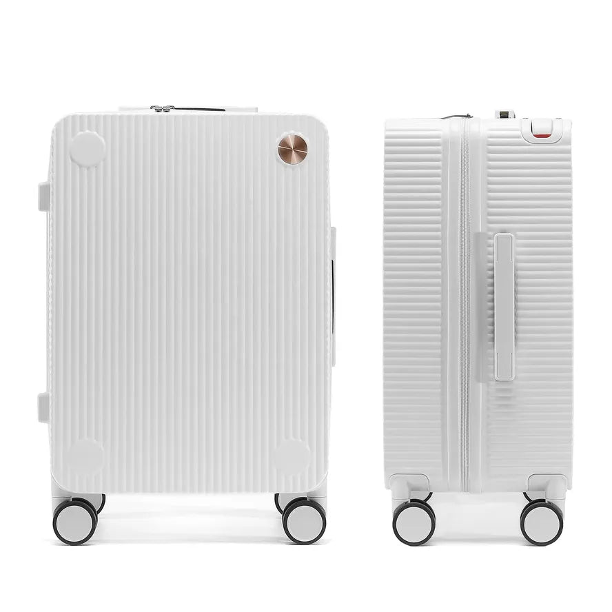 JMT-170250 Matte Finish Lightweight PC Travel Luggage Suitcase Set with Wide Trolley Handle