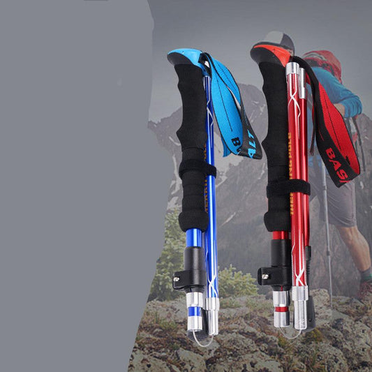 JMT-170570 Folding Trekking Stick - Five-Section Aluminum Alloy with Outer Lock Mechanism