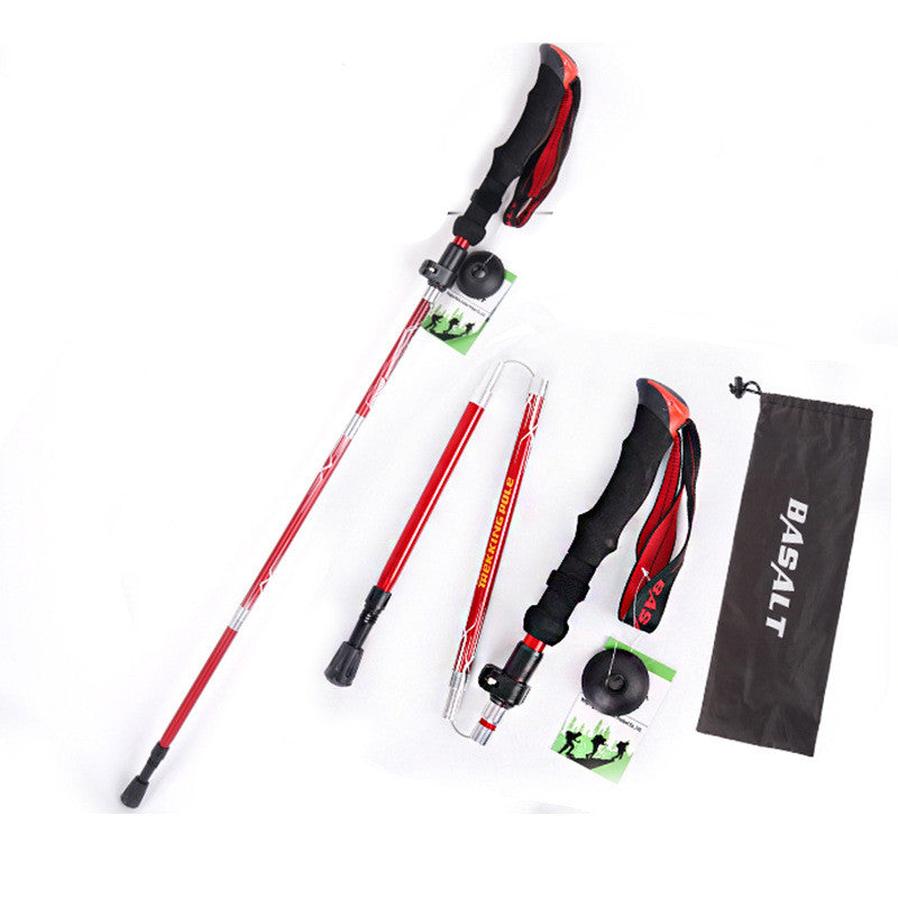 JMT-170570 Folding Trekking Stick - Five-Section Aluminum Alloy with Outer Lock Mechanism