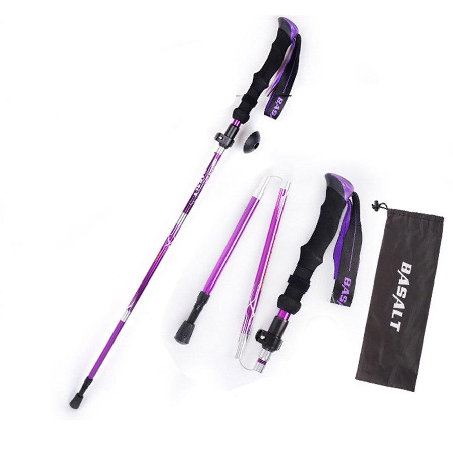 JMT-170570 Folding Trekking Stick - Five-Section Aluminum Alloy with Outer Lock Mechanism