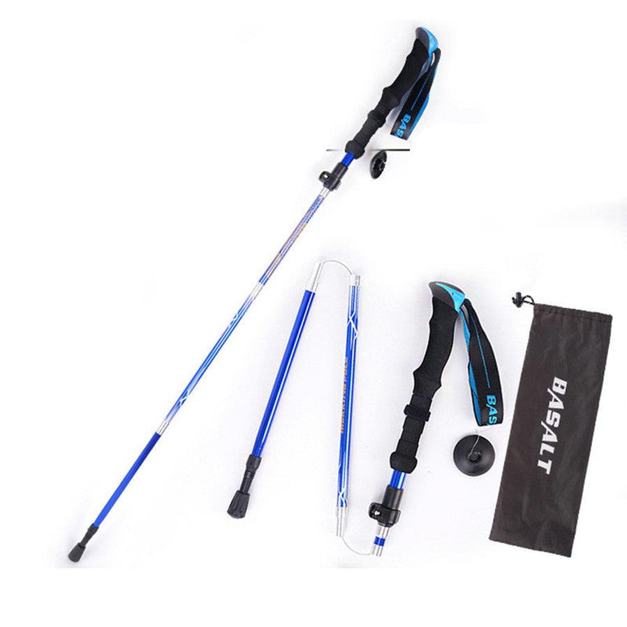 JMT-170570 Folding Trekking Stick - Five-Section Aluminum Alloy with Outer Lock Mechanism