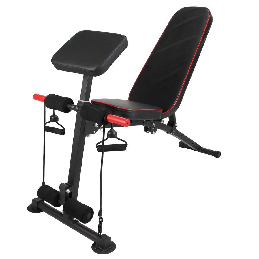 JMT-170762 Adjustable Weight Bench with Preacher Curl Pad and Resistance Bands for Full Body Home Gym Workouts