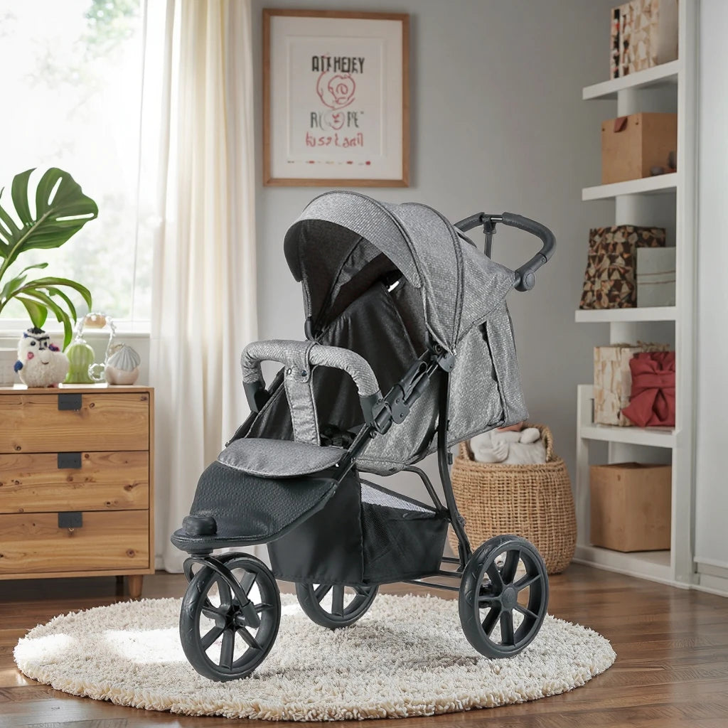 JMT-170826 Lightweight 3-Wheel Baby Jogger Stroller with Folding Design and Versatile Carriers