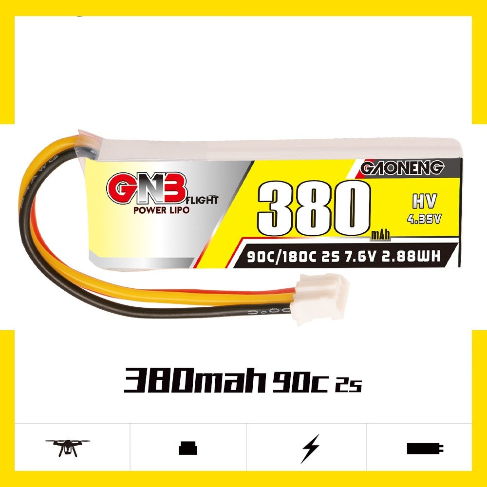 JMT-171018 High Burst 380mAh 2S 7.6V 90C Lithium Polymer Battery for Racing Drones and RC Cars