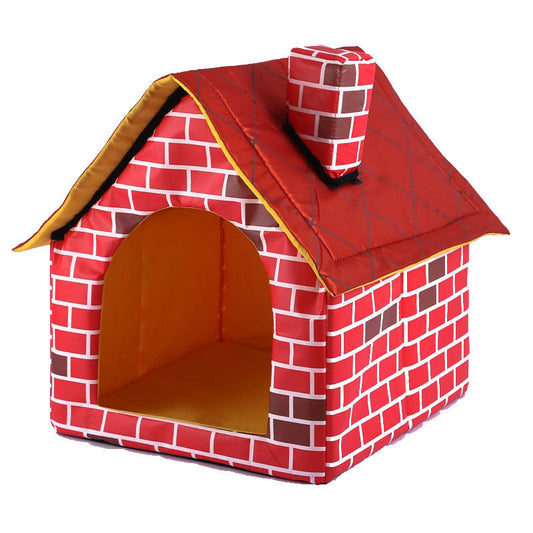 JMT-171146 Cozy Removable and Washable Pet Kennel for Small Dogs and Cats - Red Polyester Design