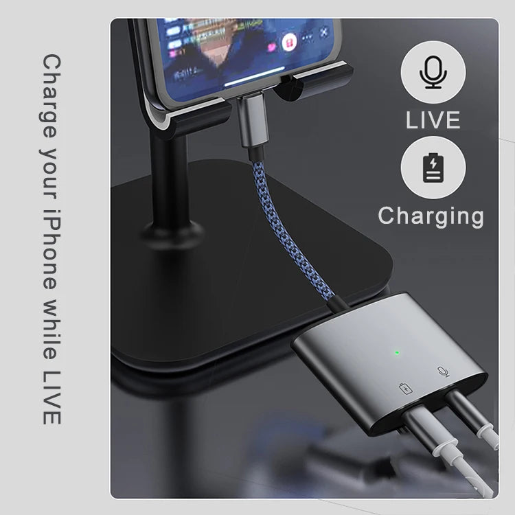 JMT-171338 2-in-1 3.5mm Headphone Jack Adapter Audio Splitter for iPhone Charging and Earphones