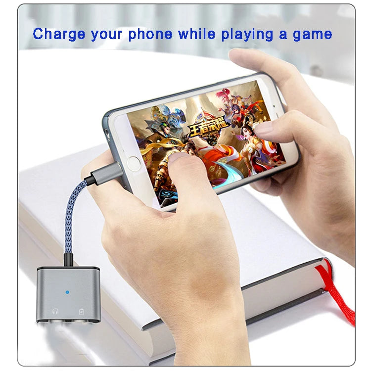 JMT-171338 2-in-1 3.5mm Headphone Jack Adapter Audio Splitter for iPhone Charging and Earphones