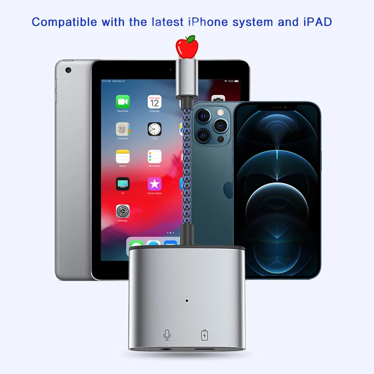 JMT-171338 2-in-1 3.5mm Headphone Jack Adapter Audio Splitter for iPhone Charging and Earphones