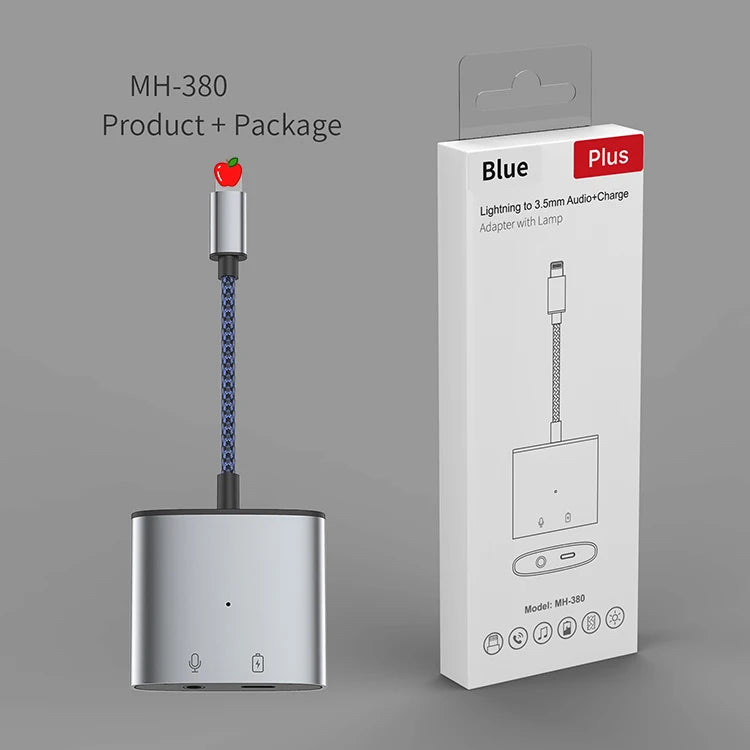 JMT-171338 2-in-1 3.5mm Headphone Jack Adapter Audio Splitter for iPhone Charging and Earphones