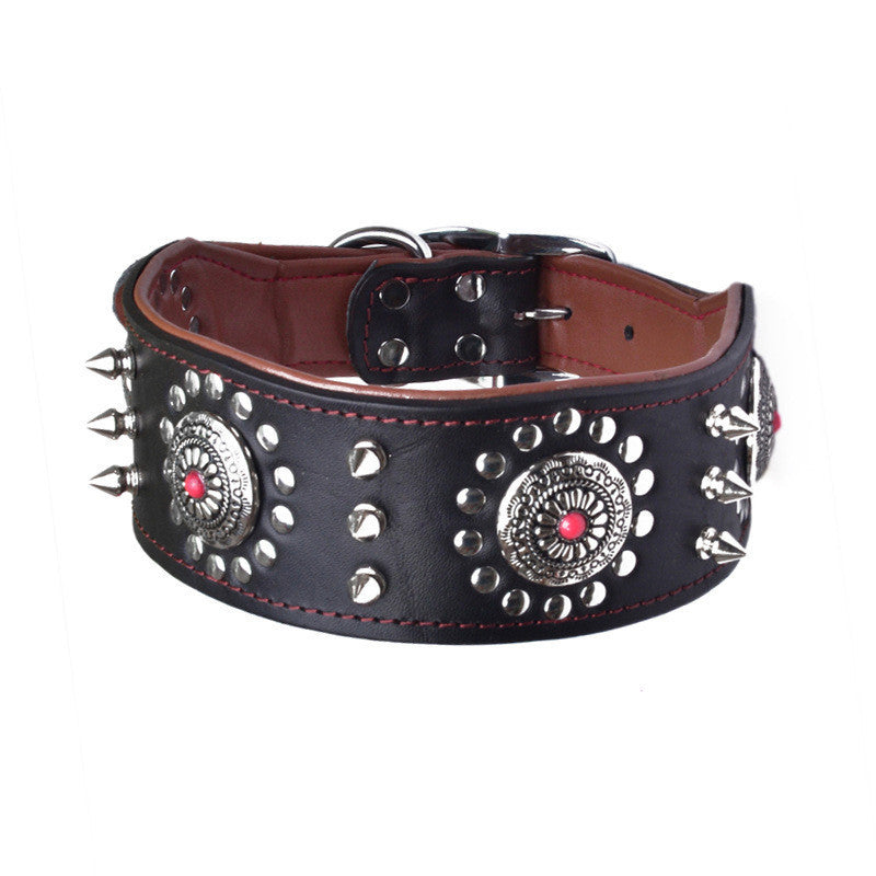 JMT-171338 Retro Leather Neck Sleeve for Large and Medium Dogs with Alloy Rivets