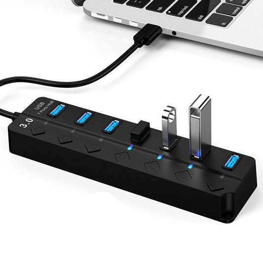 JMT-171530 7-Port High-Speed USB 3.0 Hub with External Power Supply and 5Gbps Data Transfer Rate