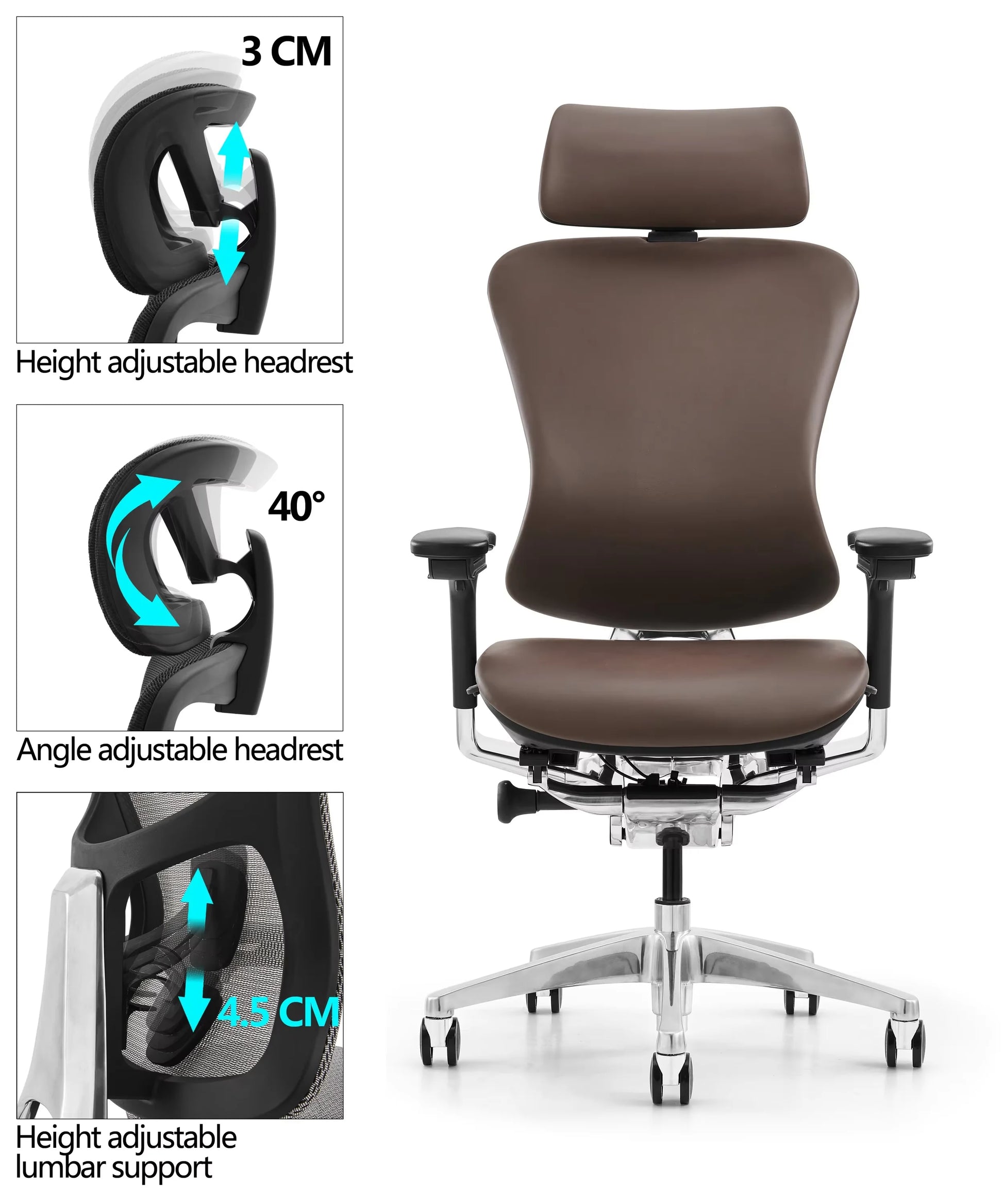 JMT-171594 Ergonomic Leather Swivel Executive Office Chair - Luxurious and Comfortable Design for Optimal Support