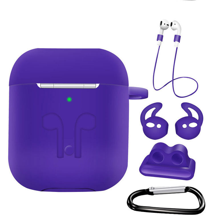 JMT-171978 AirPods Compatible Silicone Protective Cover Set with Anti-Lost Rope and Storage Sleeve - 5 Pieces
