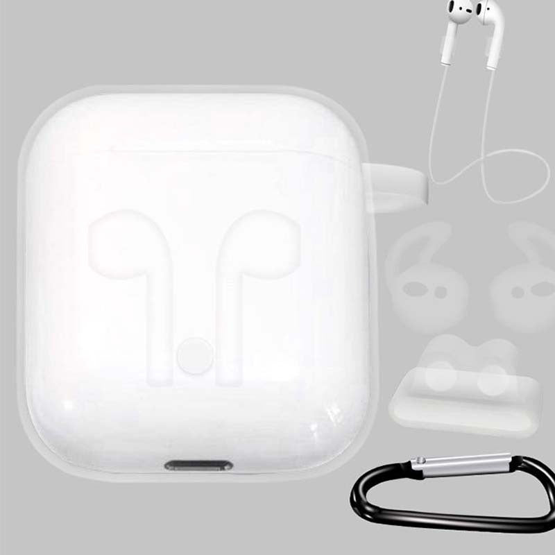 JMT-171978 AirPods Compatible Silicone Protective Cover Set with Anti-Lost Rope and Storage Sleeve - 5 Pieces