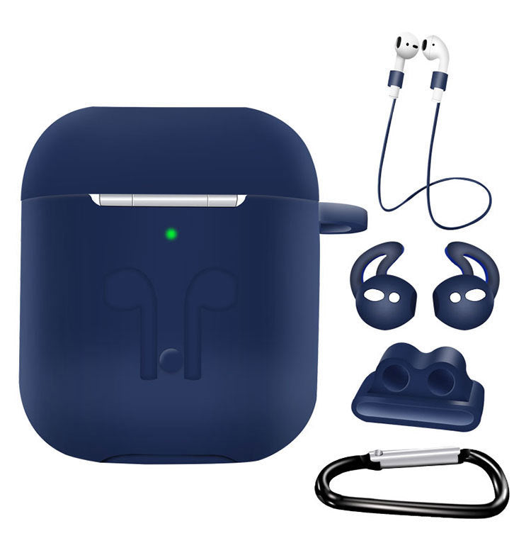JMT-171978 AirPods Compatible Silicone Protective Cover Set with Anti-Lost Rope and Storage Sleeve - 5 Pieces