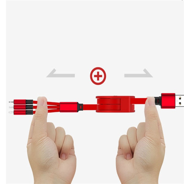 JMT-172170 3-in-1 Telescopic Data Cable with 1m Length and Titanium Alloy Connectors