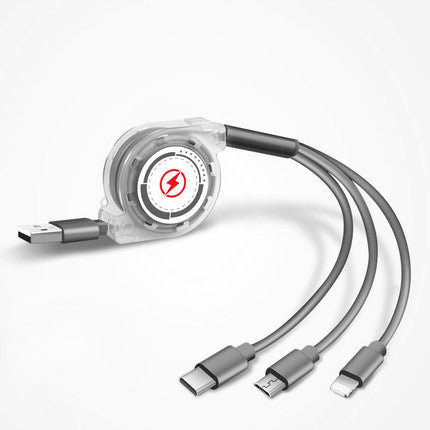 JMT-172170 3-in-1 Telescopic Data Cable with 1m Length and Titanium Alloy Connectors