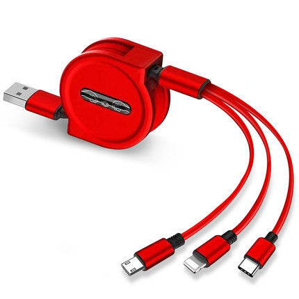 JMT-172170 3-in-1 Telescopic Data Cable with 1m Length and Titanium Alloy Connectors