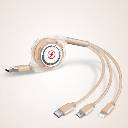 JMT-172170 3-in-1 Telescopic Data Cable with 1m Length and Titanium Alloy Connectors