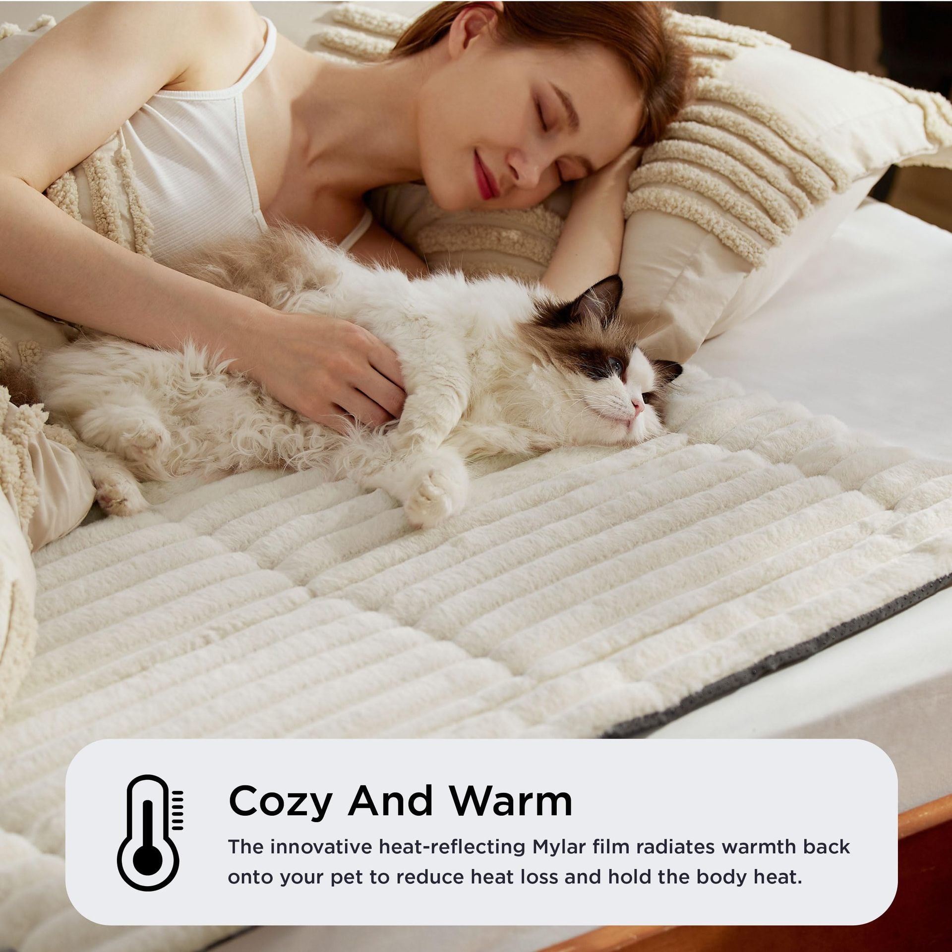 JMT-172298 Self-Warming Cat and Dog Mat - Thermal Crate Pad for Indoor/Outdoor Use, Non-Slip and Portable