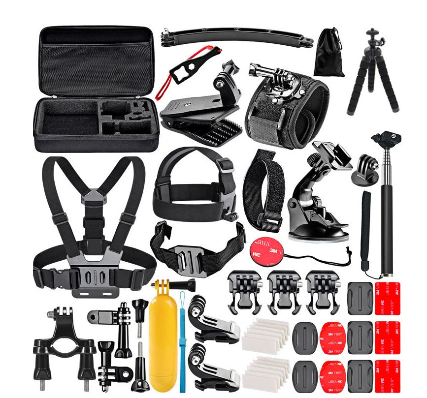 JMT-172362 Universal Action Camera Accessory Kit with Suction Cup, Mounts, Grips, and Carry Case
