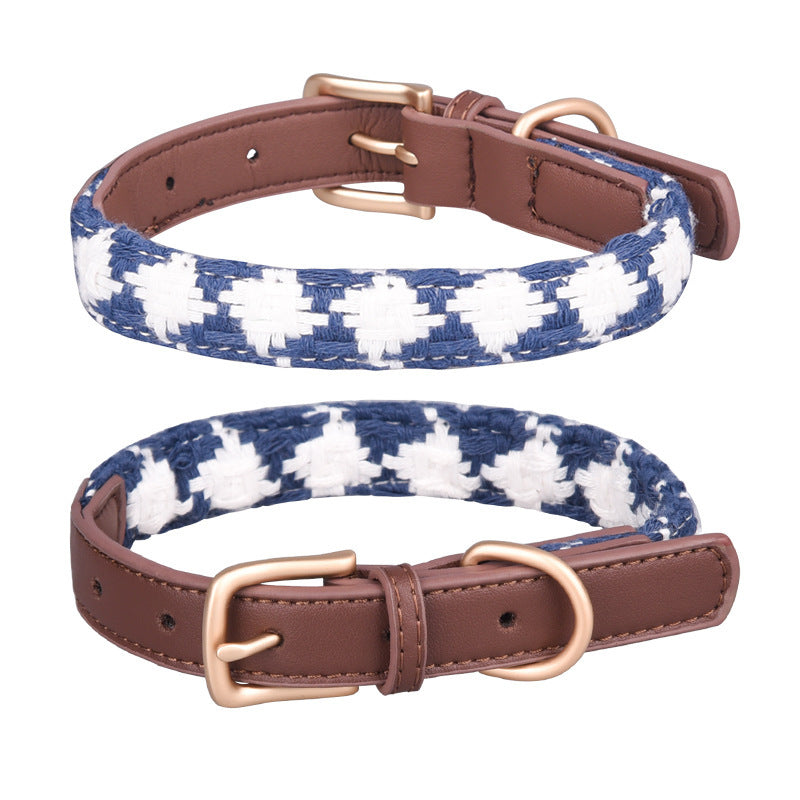 JMT-172490 Soft Woven Plaid Dog Collar in Red, Green, and Brown - Multiple Sizes Available