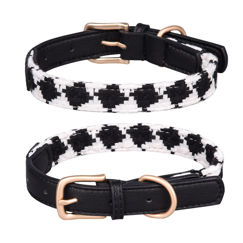 JMT-172490 Soft Woven Plaid Dog Collar in Red, Green, and Brown - Multiple Sizes Available