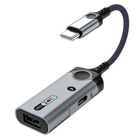 JMT-172490 Type C to USB 3.0 OTG Adapter - 2-in-1 High-Speed Splitter for Keyboard, Mouse, and Flash Drive Compatibility