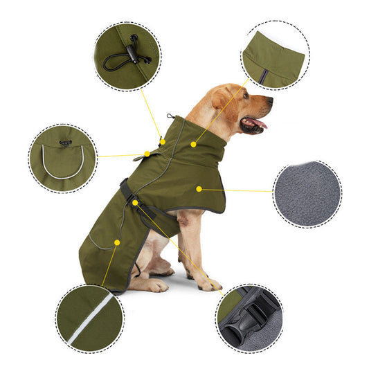JMT-172618 Warm Military-Style Dog Coat in Cotton - Available in Sizes XS to XXL