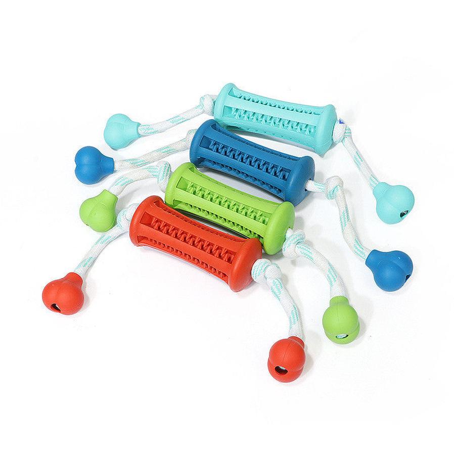 JMT-173130 Natural Rubber Dog Toy for Molar Teeth Cleaning with Rope – Available in Various Colors