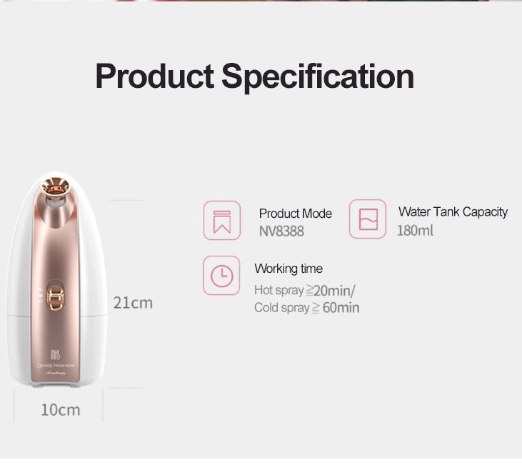 JMT-173386 Nano Spray Facial Steamer with Cold and Hot Mist, 180mL Water Tank Capacity, ABS Material, 320W Power
