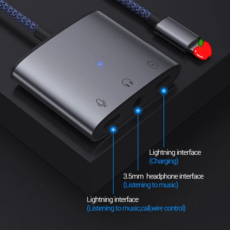 JMT-173642 3 in 1 3.5mm Headphone Adapter with Charging Splitter for iPhone and iPad Devices