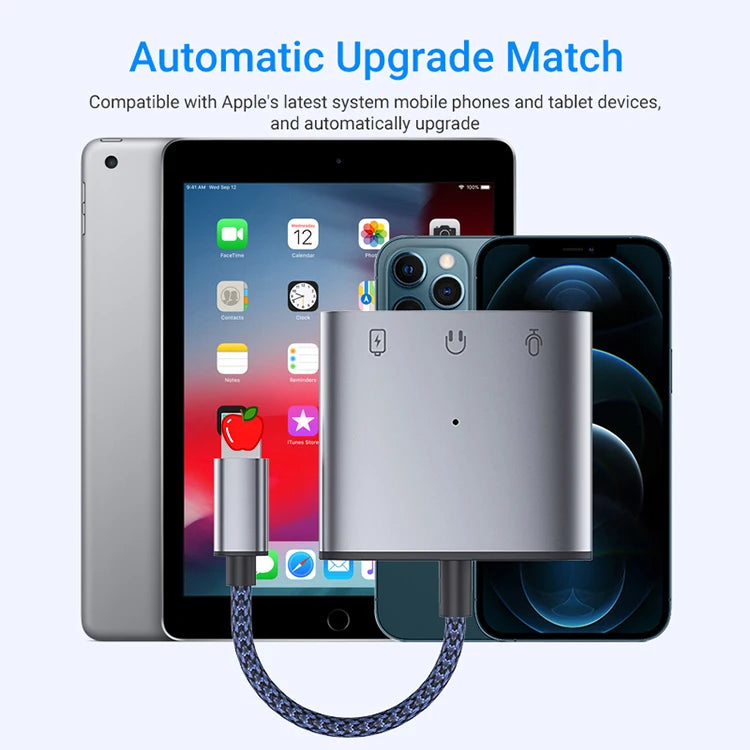 JMT-173642 3 in 1 3.5mm Headphone Adapter with Charging Splitter for iPhone and iPad Devices