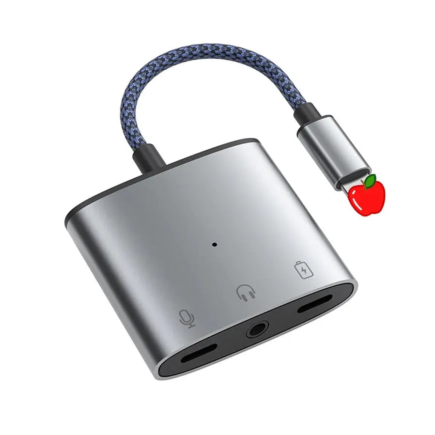 JMT-173642 3 in 1 3.5mm Headphone Adapter with Charging Splitter for iPhone and iPad Devices