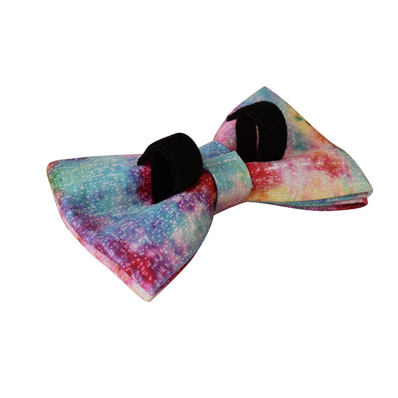 JMT-173642 Stylish Blue and Rose Gold Buckle Cotton Dog Collar and Leash Set with Bow Tie