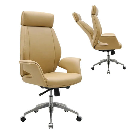 JMT-173898 High Back Ergonomic Leather Office Chair with Reclining Backrest and PU Armrests, 200kg Capacity, Adjustable Height