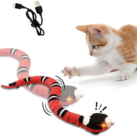 JMT-173962 Interactive Pet Snake Toy with Infrared Sensor and Rechargeable Battery - Realistic Gag Toy for Cats and Dogs