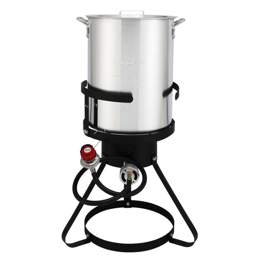 JMT-174026 30QT and 10QT Cookware Set with Black Circular Iron Frame and Silver Aluminum Fryer