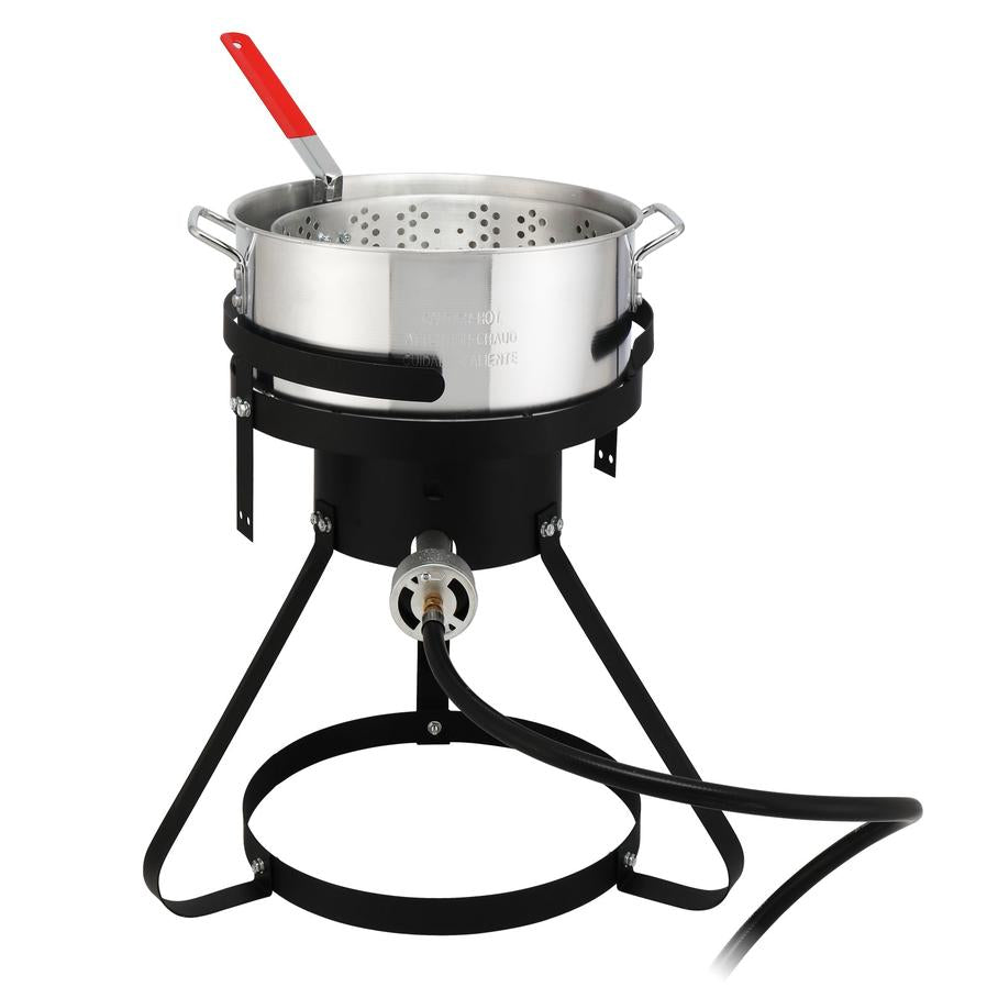 JMT-174026 30QT and 10QT Cookware Set with Black Circular Iron Frame and Silver Aluminum Fryer