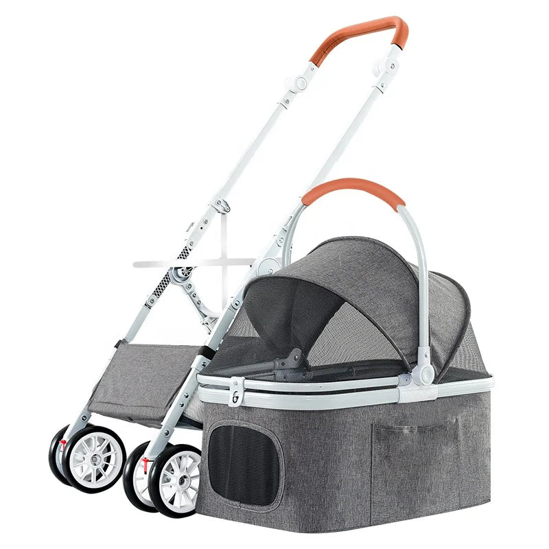 JMT-174090 Foldable 4-Wheel Pet Stroller Travel Carrier for Dogs and Cats