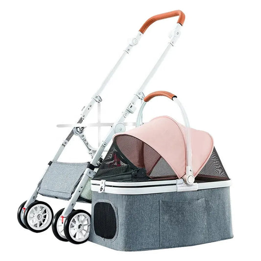 JMT-174090 Foldable 4-Wheel Pet Stroller Travel Carrier for Dogs and Cats